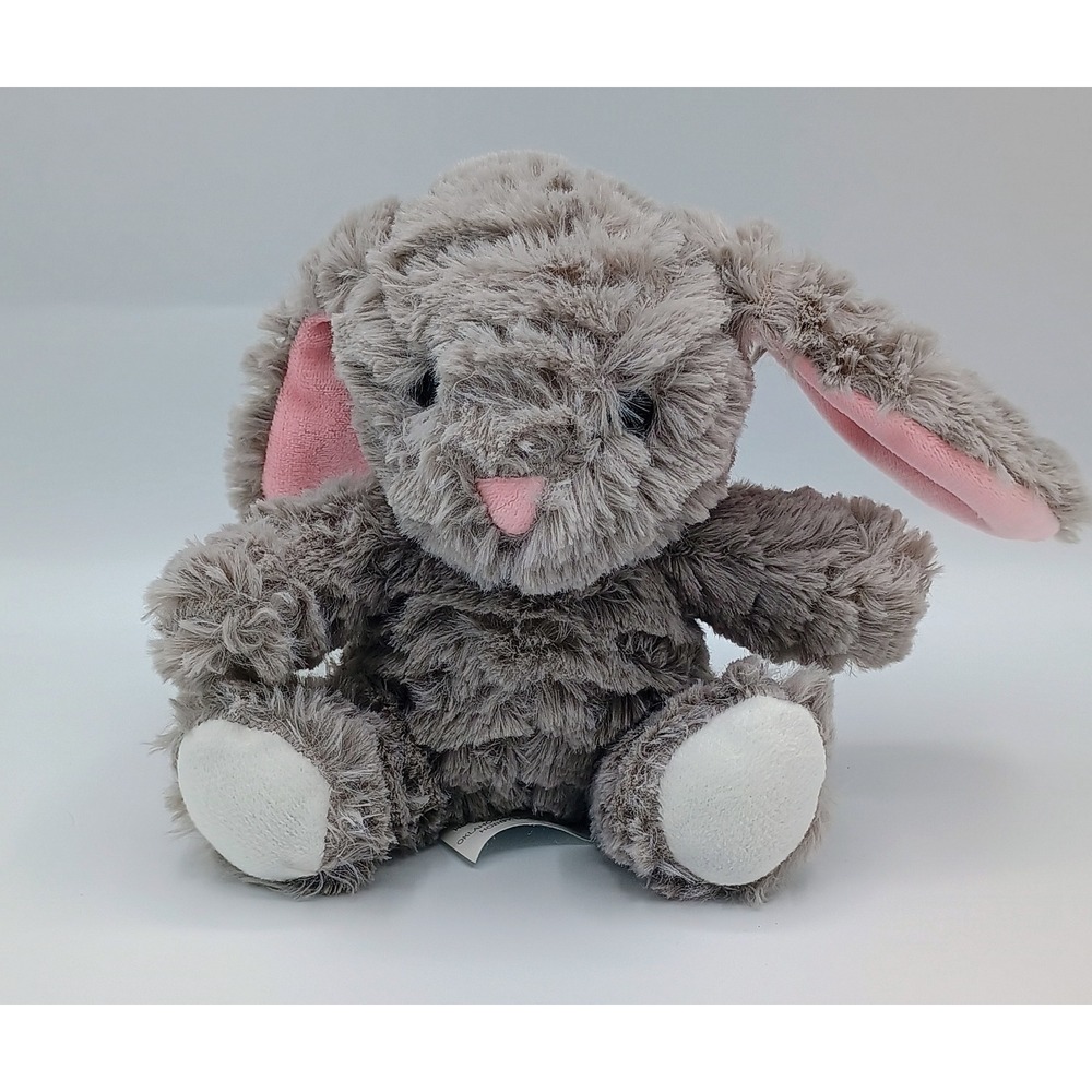 5" HOBBY LOBBY Grey White Soft Sitting PLUSH Bunny Rabbit Pink Ears Nose B6
